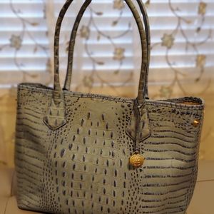 Brahmin - Baby Blue Croc Embossed  Leather Handbag